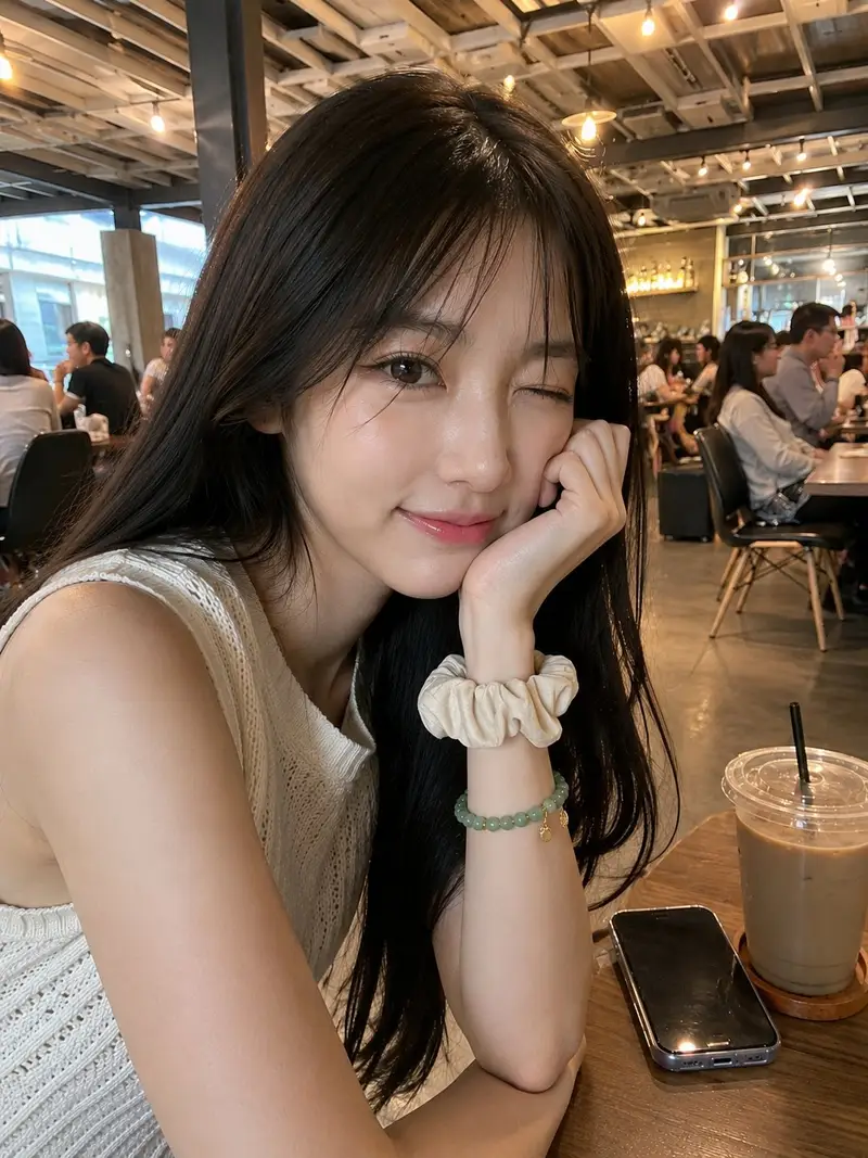 Preview of Candid Smartphone Café Portrait