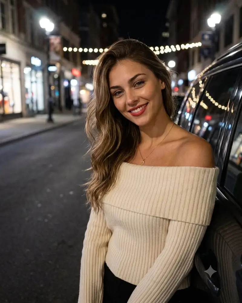 Preview of Young Woman Night Street Portrait