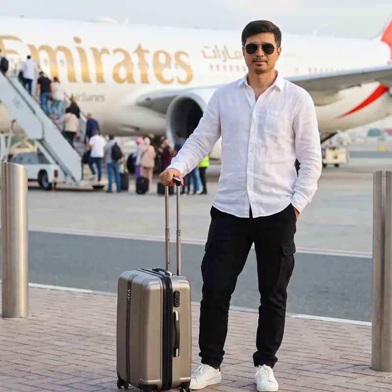 پیش‌نمایش Stylish Airport Travel Portrait