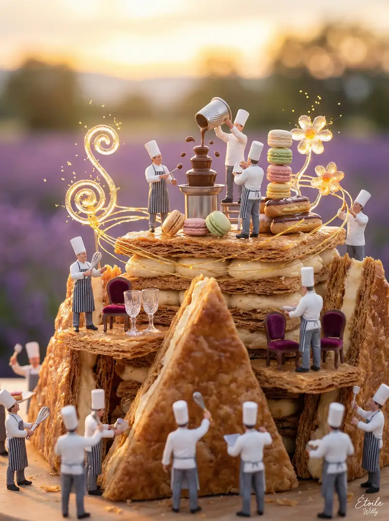 پیش‌نمایش Micro Diorama of Chefs Building a French Patisserie