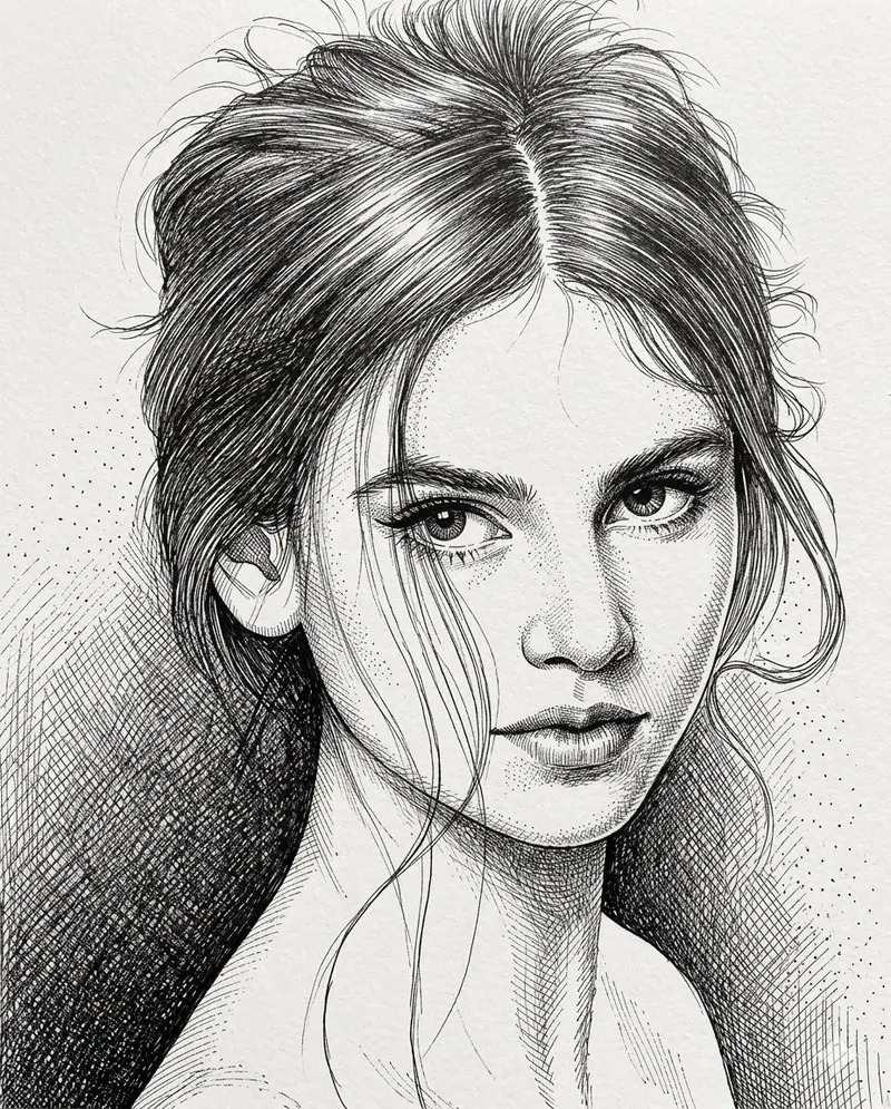 Preview of High-Contrast Pen and Ink Portrait