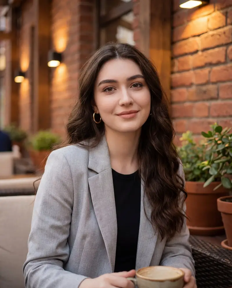 Preview of Casual Lifestyle Portrait in an Urban Outdoor Café