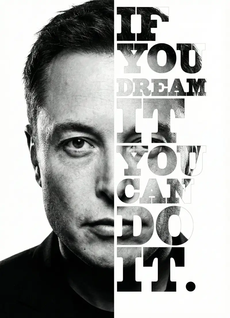 Preview of Elon Musk Typographic Split Portrait