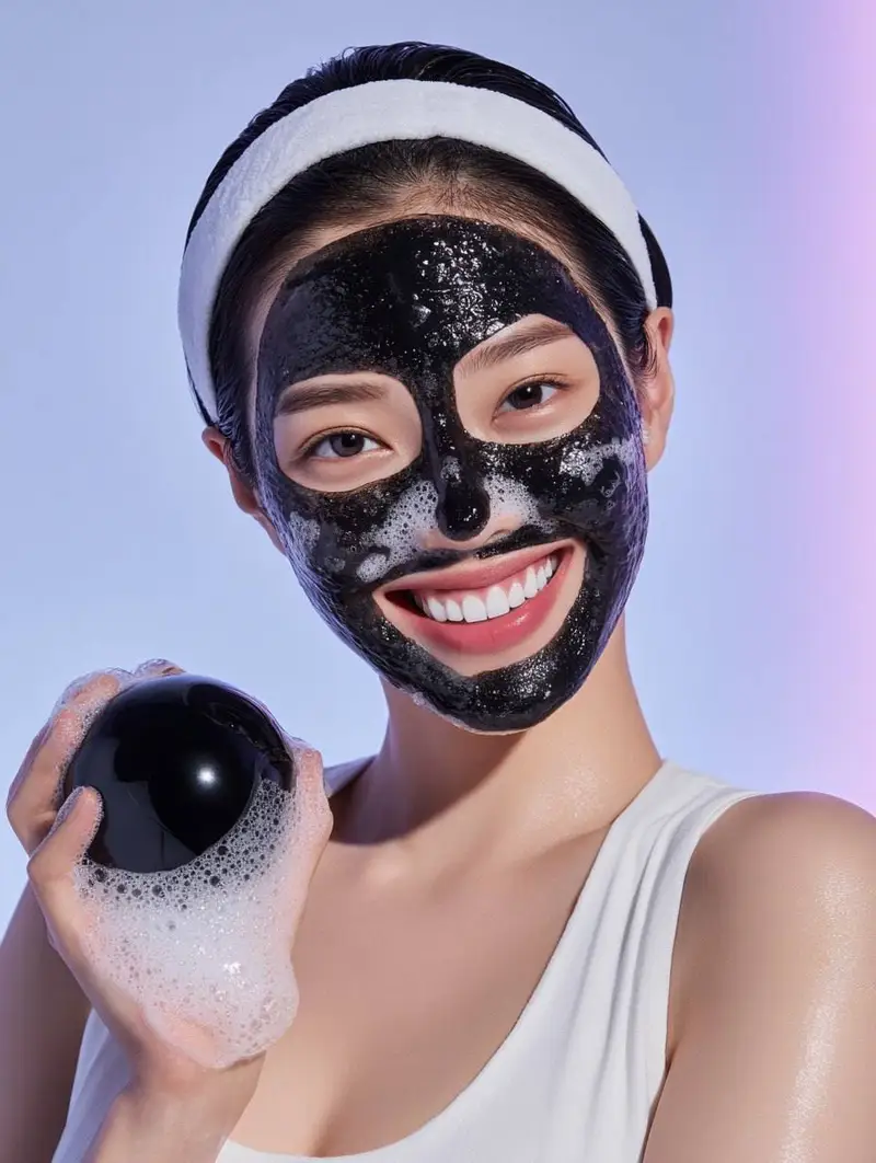 پیش‌نمایش Foaming Black Sheet Mask Skincare Ad Prompt