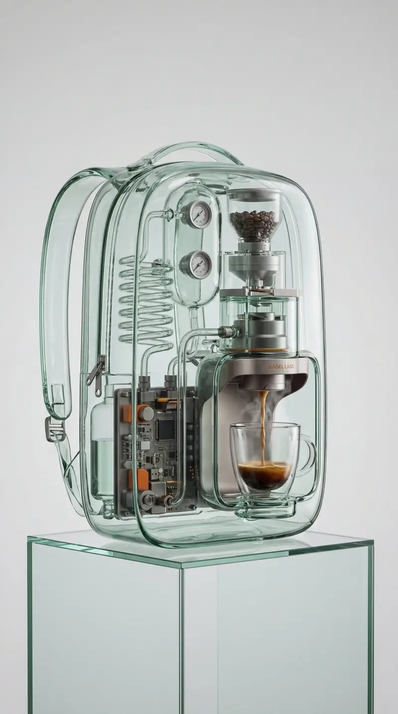 پیش‌نمایش Recontextualized Backpack Espresso Machine Concept Prompt