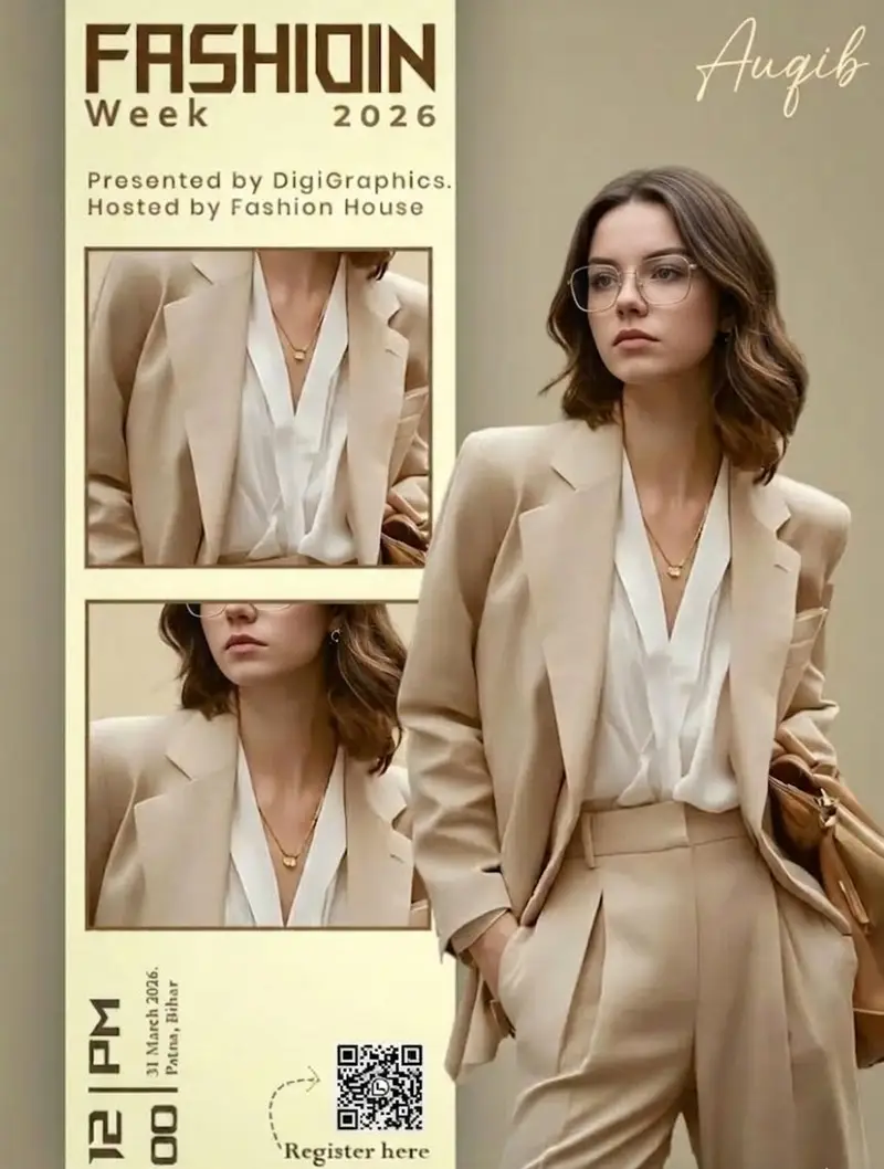 Preview of Editorial Fashion Ad Poster Prompt with Face Replacement