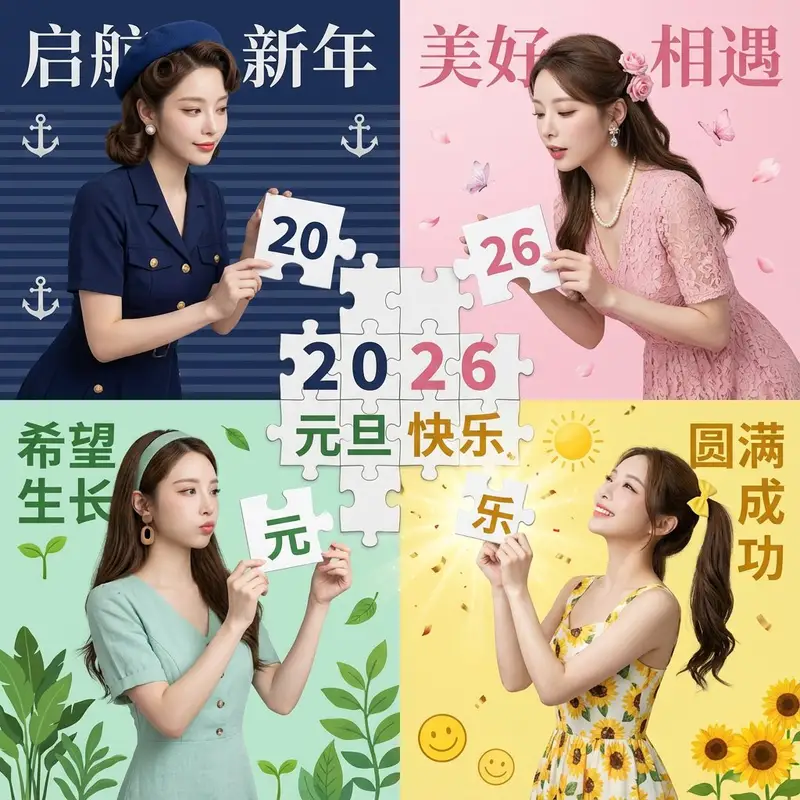 Preview of New Year's Day Special: Four-Panel Puzzle for 2026 Blessing