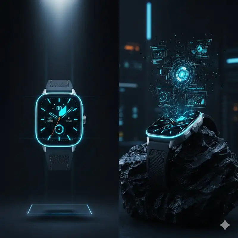 Preview of Cyber-Luxury Smartwatch Product Grid Prompt