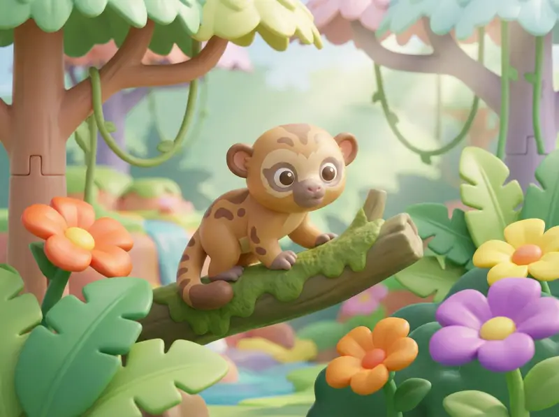 Preview of Playful 3D Toy Kinkajou Prompt