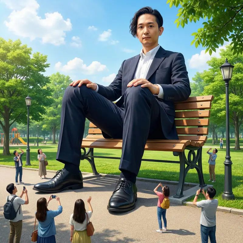 Preview of Giant Self on a Bench Prompt