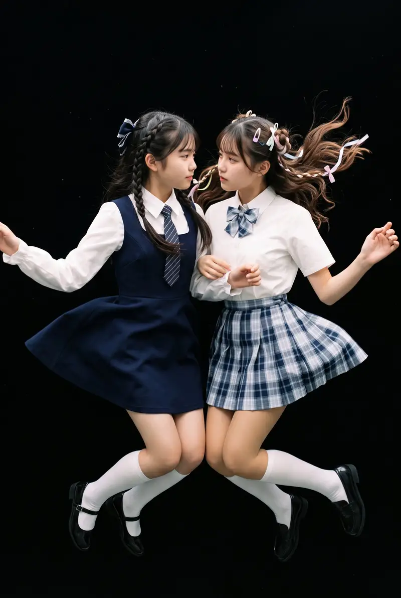 Preview of Floating Schoolgirl in Dark
