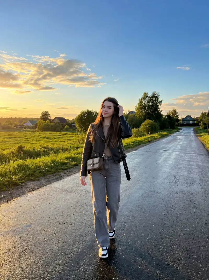 Preview of Cinematic Golden Hour Photography of a Young Woman
