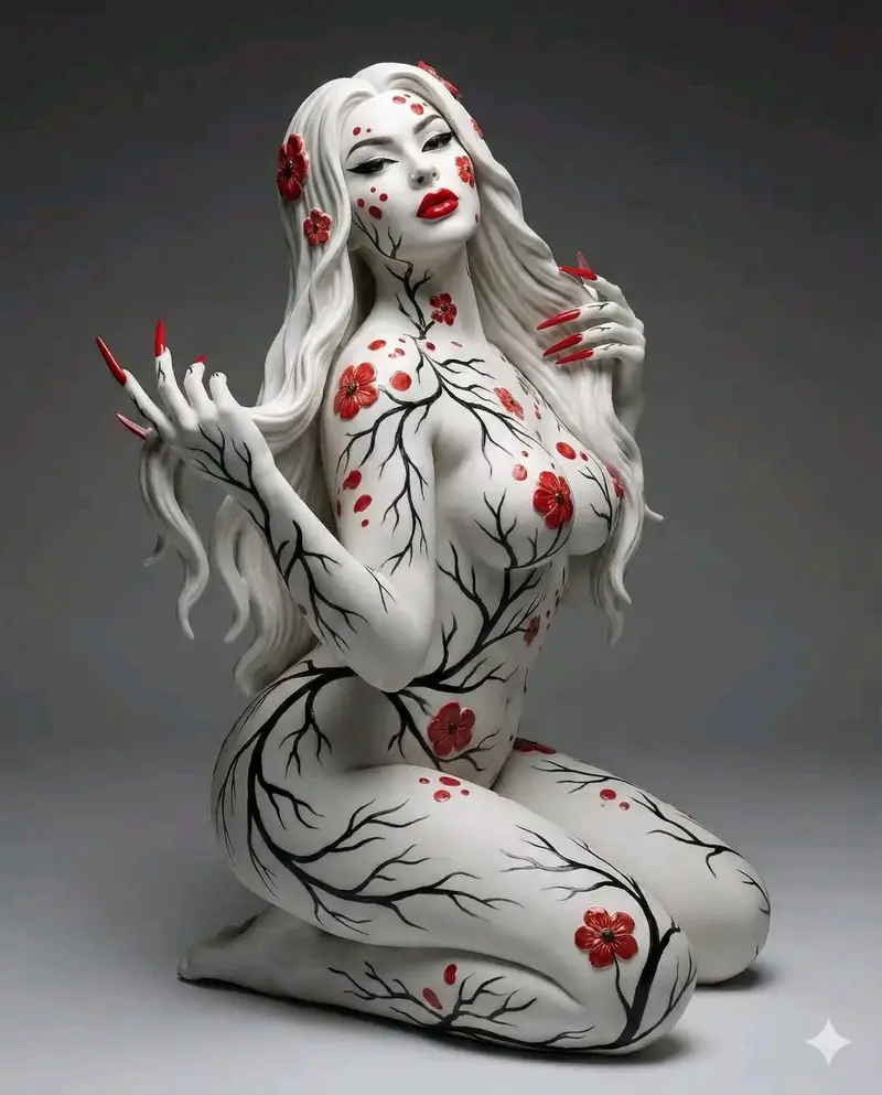 Preview of Surreal Porcelain Flora Figure Prompt