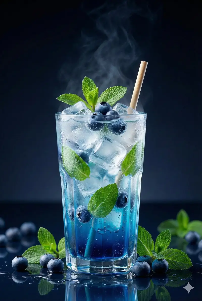 Preview of Premium Studio Shot of Blueberry Mint Iced Drink