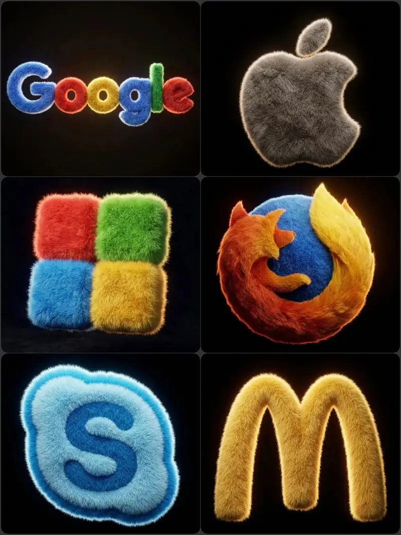 Preview of Hyper-realistic 3D fluffy logo transformation