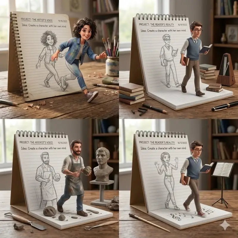 Preview of Creative Concept of Hand-Drawn Characters Coming to Life
