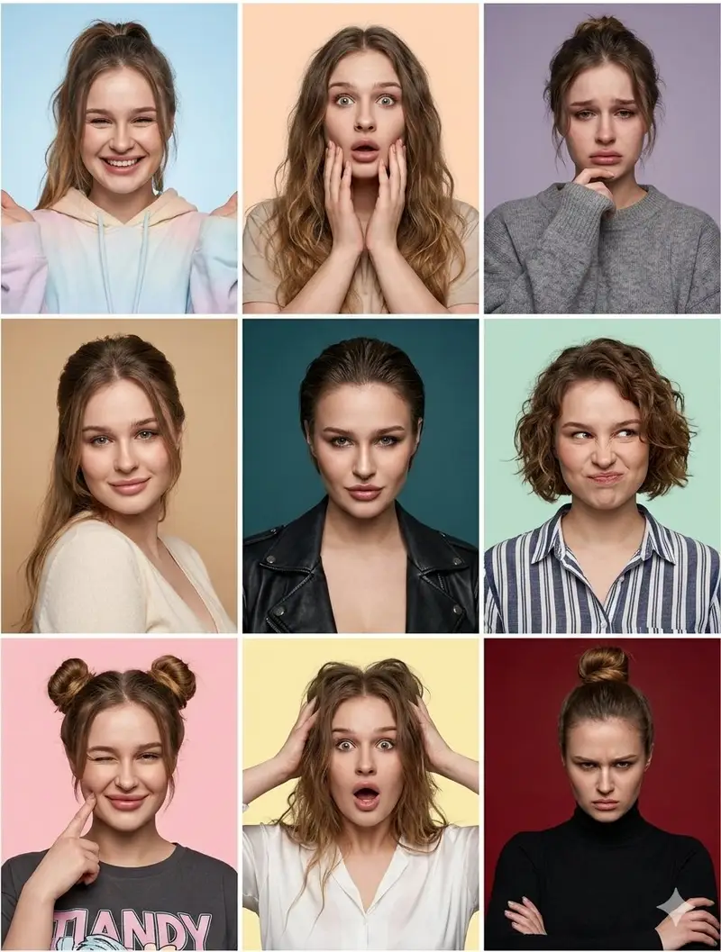 پیش‌نمایش Nine Moods Grid Portrait with Identity Lock