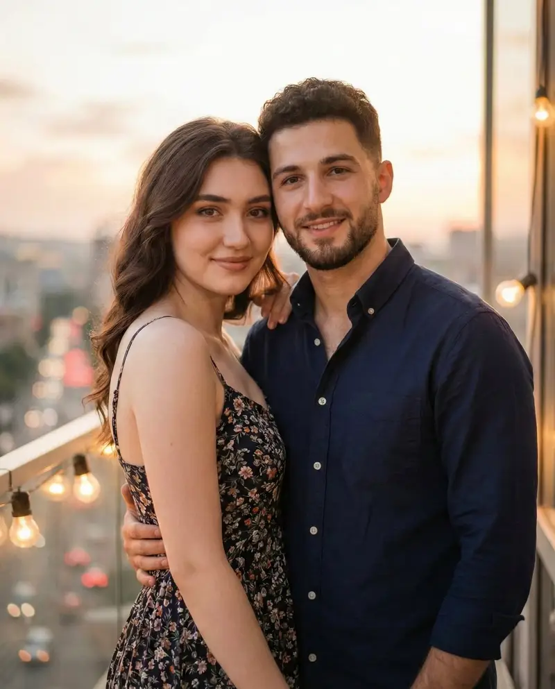 Preview of Photorealistic Romantic Couple Portrait with Identity Preservation