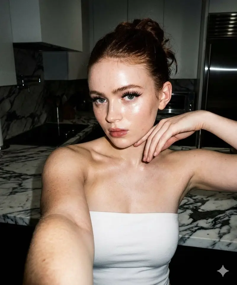 Preview of High-Contrast Selfie Photo Prompt in Modern Kitchen