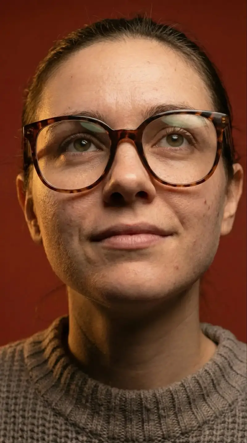 Preview of Macro Detail Portrait with Glasses and Skin Texture Prompt