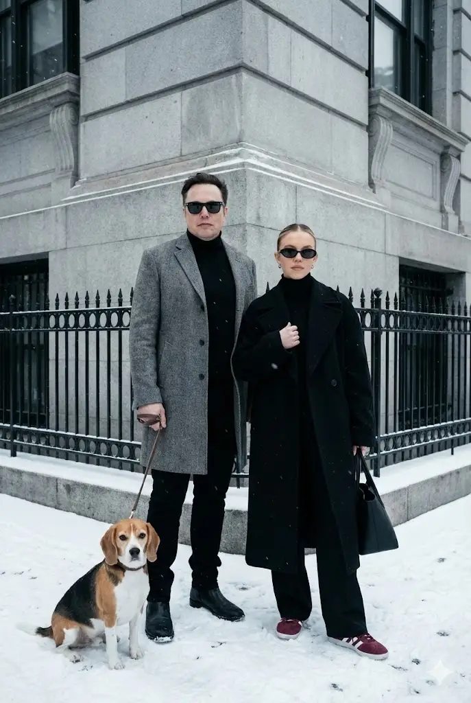Preview of Sophisticated Urban Winter Couple Portrait · 2