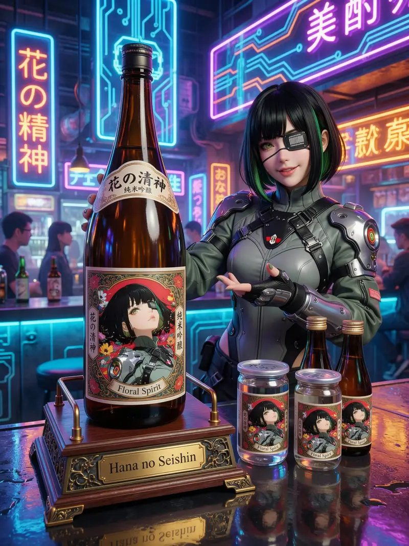 Preview of Fictional Sake Brand Bottle Design