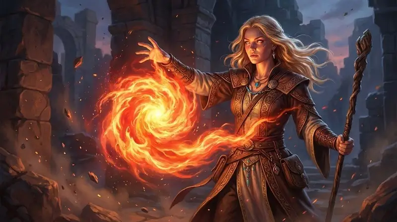 Preview of Hyperrealistic D&D Female Fire Mage