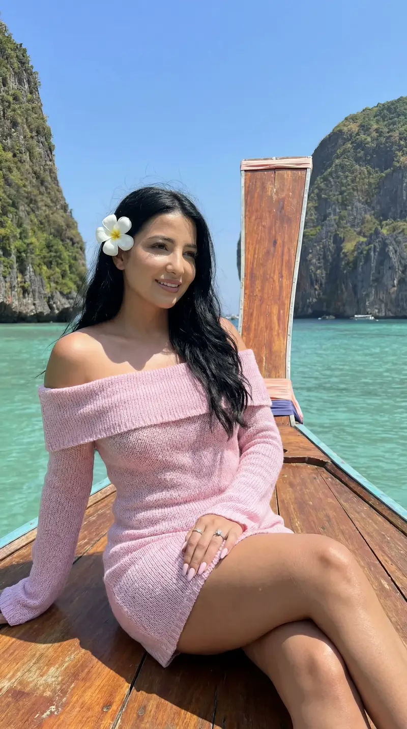Preview of Cinematic Tropical Lagoon Travel Editorial Portrait