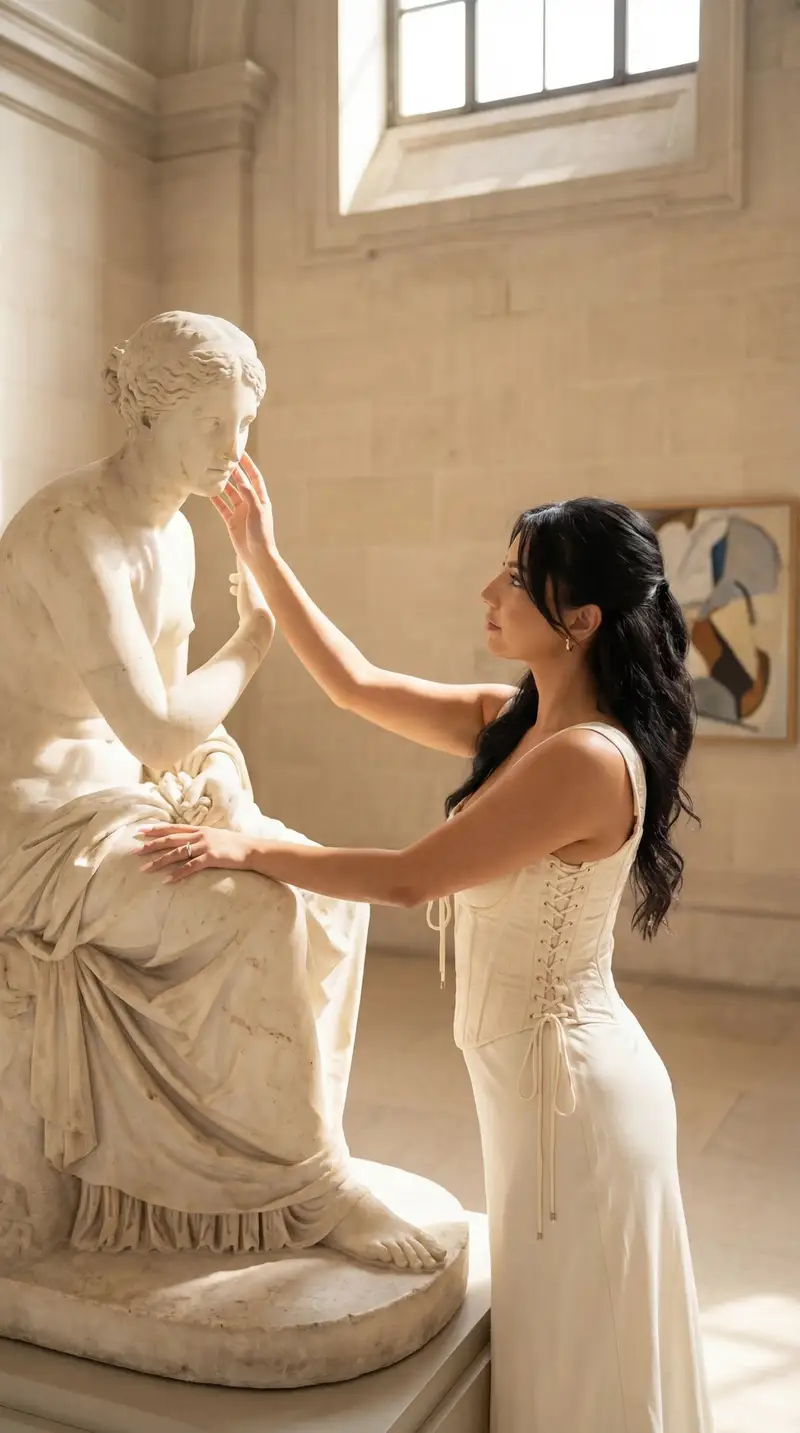 Preview of Editorial Portrait in Museum with Classical Statue
