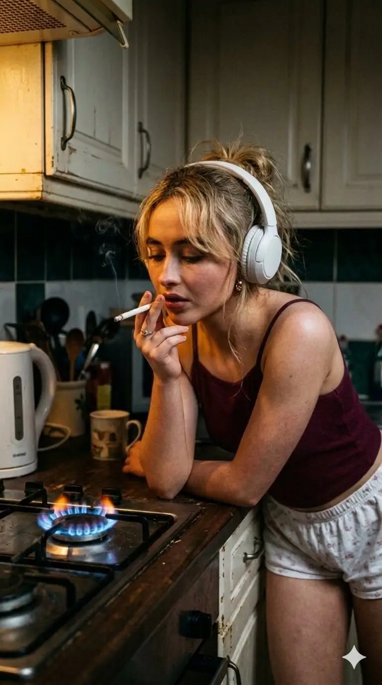 Preview of Moody Cinematic Portraits in a Kitchen with Neon Gas Stove Glow