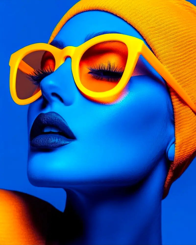 Preview of Cyberpunk Fashion Portrait with Electric Blue Skin
