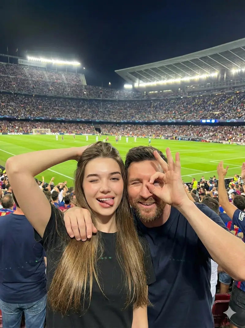 Preview of Playful Selfie with Lionel Messi in a Football Stadium