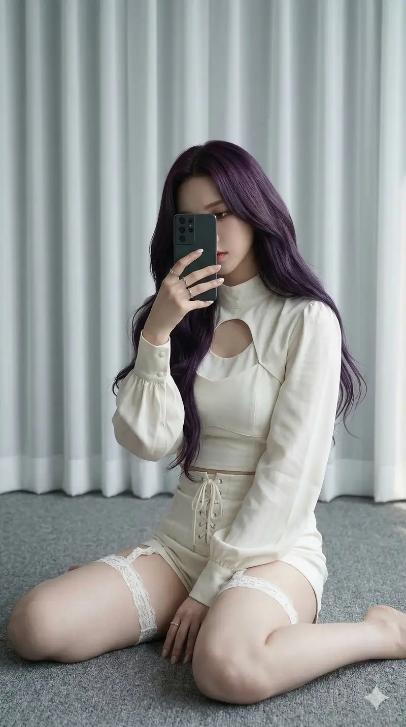 Preview of Karina (aespa) in Ivory and Purple Hair
