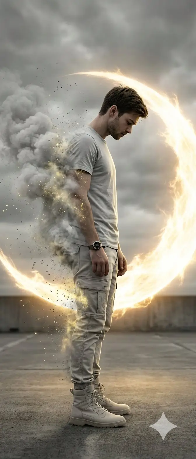 Preview of Cinematic Disintegration Portrait with Energy Aura