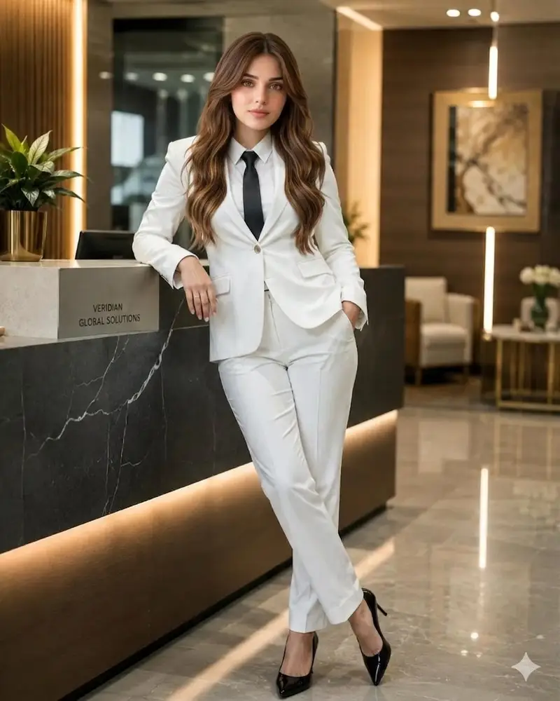 پیش‌نمایش پرتره تاجر زن هندی در دفتر لوکس