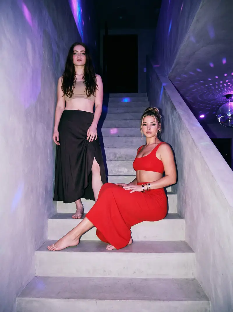 Preview of Stylized Nighttime Group Photo on Concrete Staircase