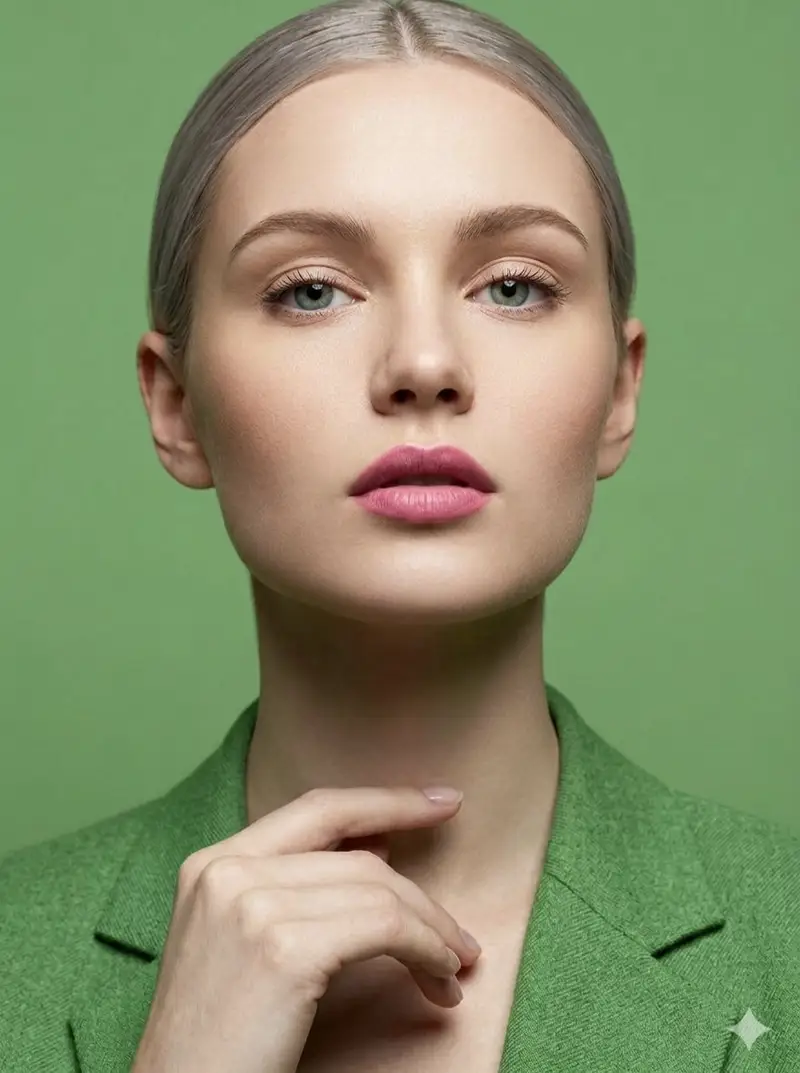 پیش‌نمایش زن مو‌نقره‌ای با بلیزر سبز لیمویی