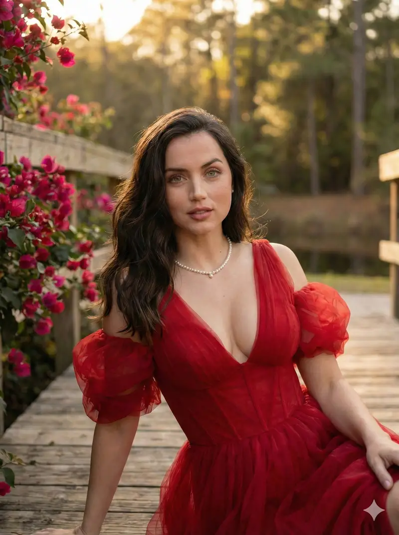 Preview of Ana de Armas in Red Gala Dress Fine-Art Photography (Duplicate)