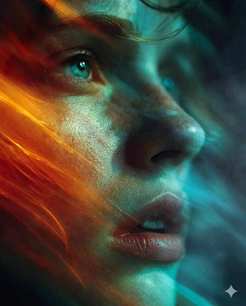 پیش‌نمایش Cyber-Cinematic Split Lighting Portrait Prompt