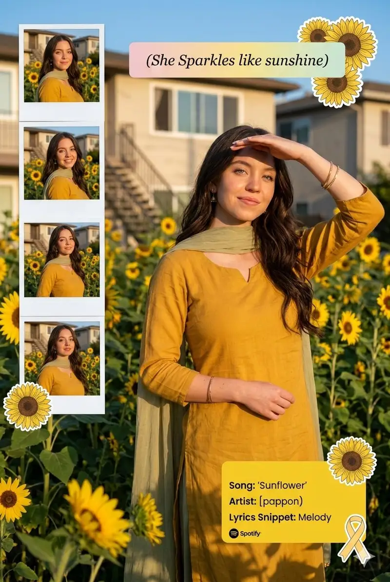 Preview of Sunflower Garden Portrait with Instagram Collage Overlay