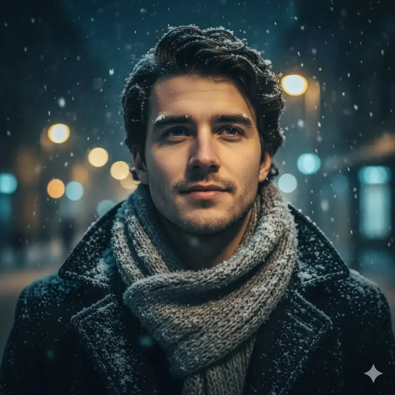 پیش‌نمایش Cinematic Urban Winter Night Portrait