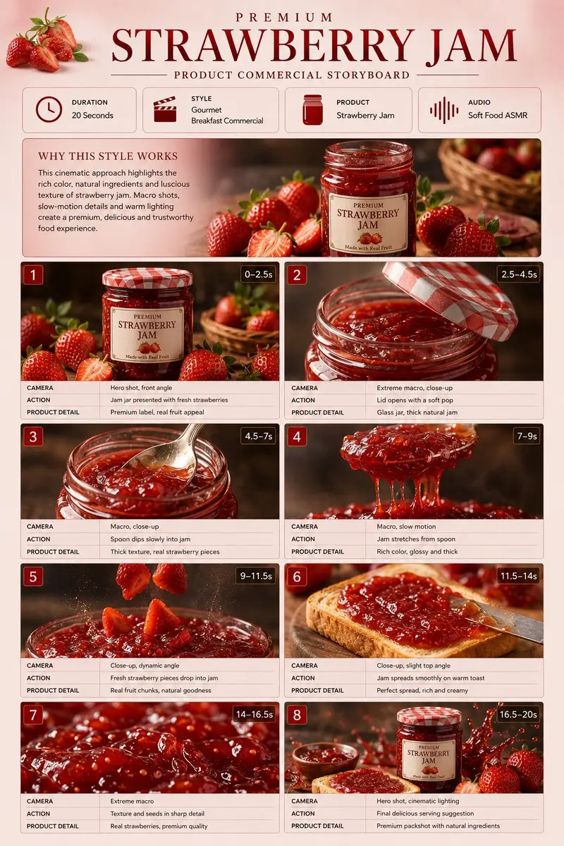 پیش‌نمایش Premium Strawberry Jam Storyboard