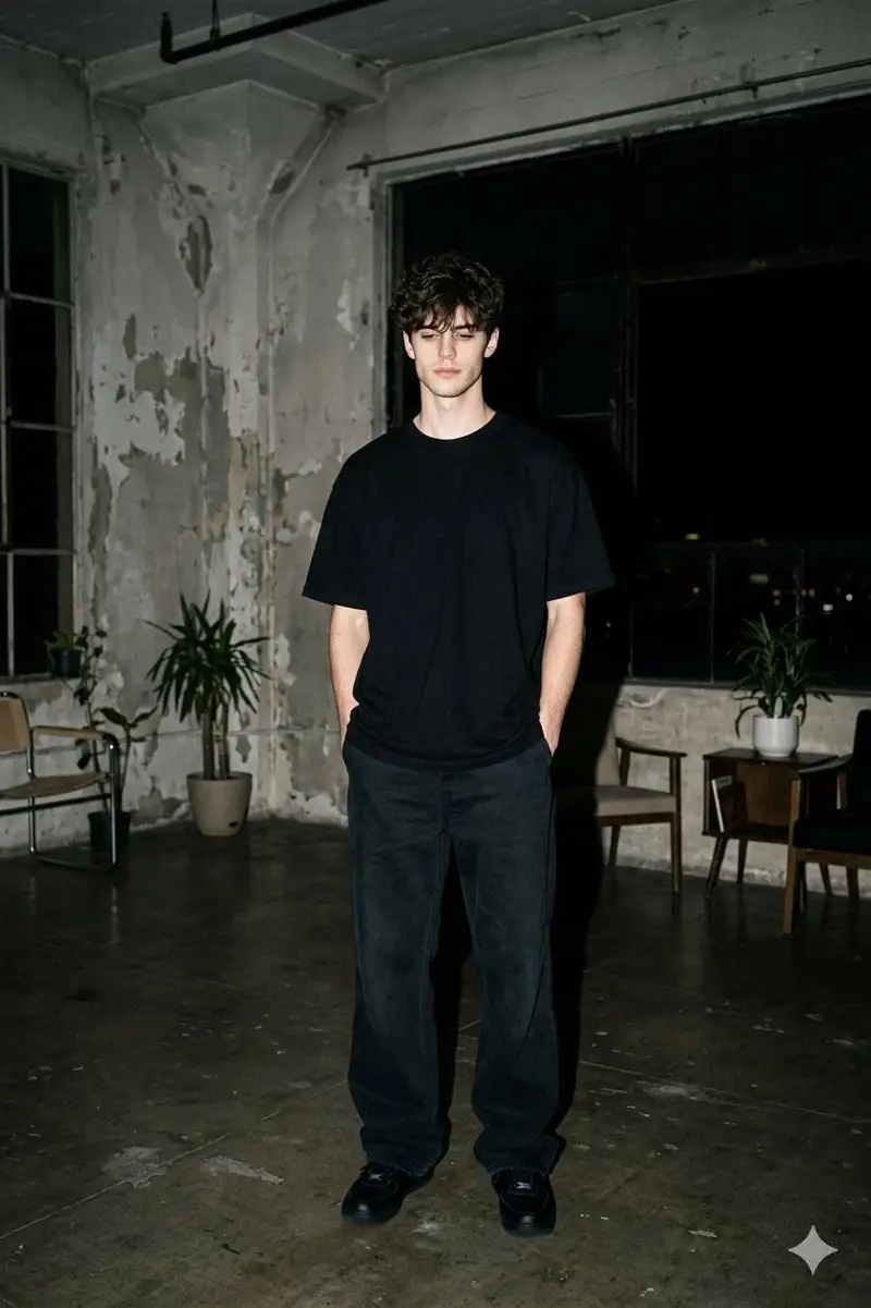 پیش‌نمایش Nighttime Industrial Loft Fashion Shot (35mm Film Aesthetic)