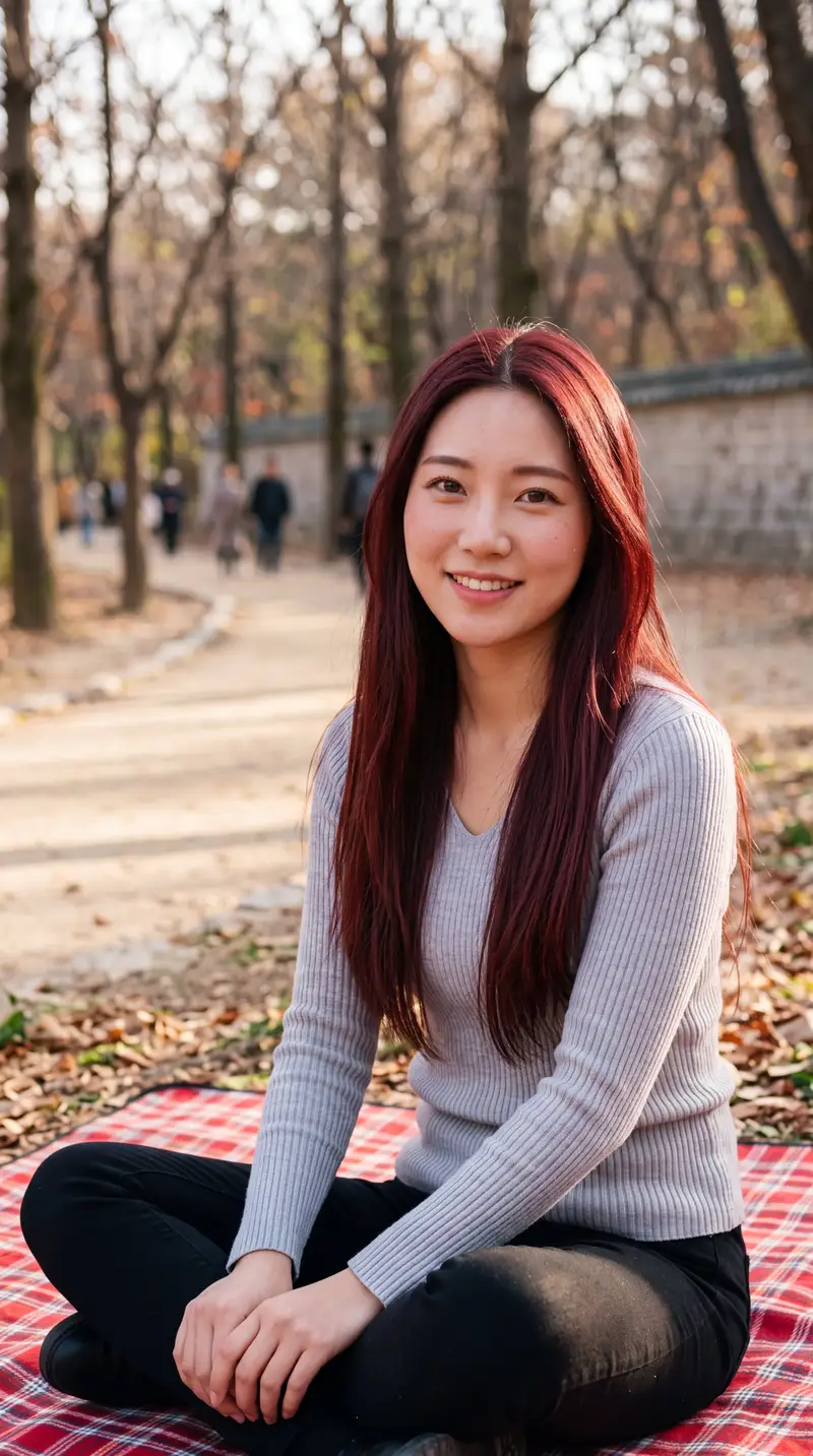 Preview of Burgundy Hair Portrait in Park