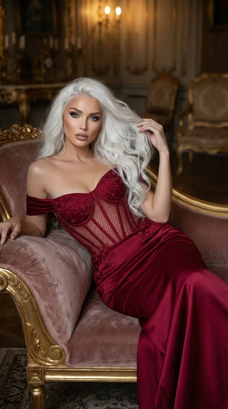 Preview of High-End Editorial Fashion in Embellished Gown