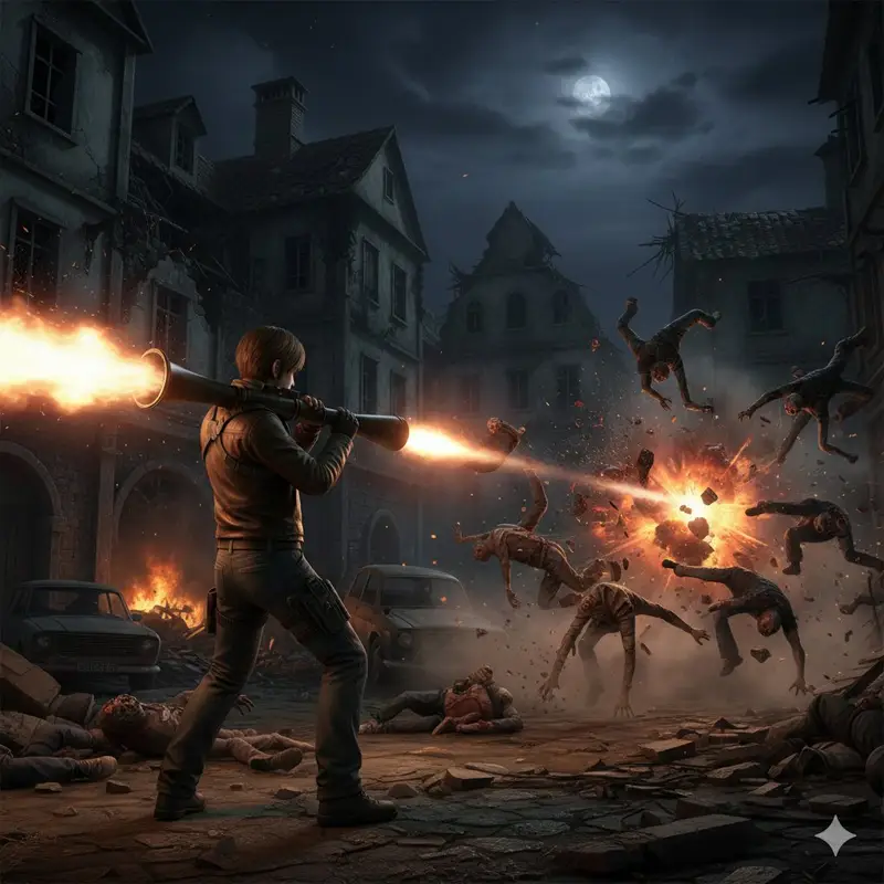 Preview of Resident Evil Rocket Launcher Action Scene