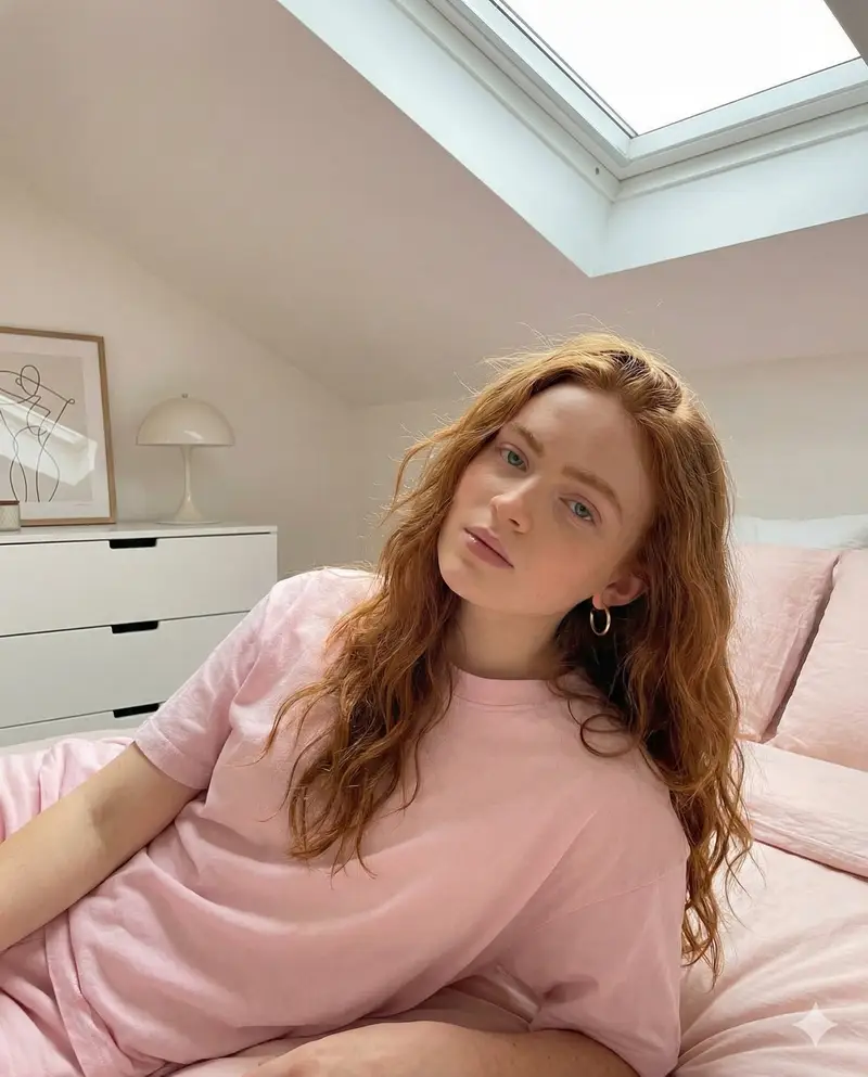 Preview of Bold Pink Statement Fashion Editorial Portrait (Sadie Sink)