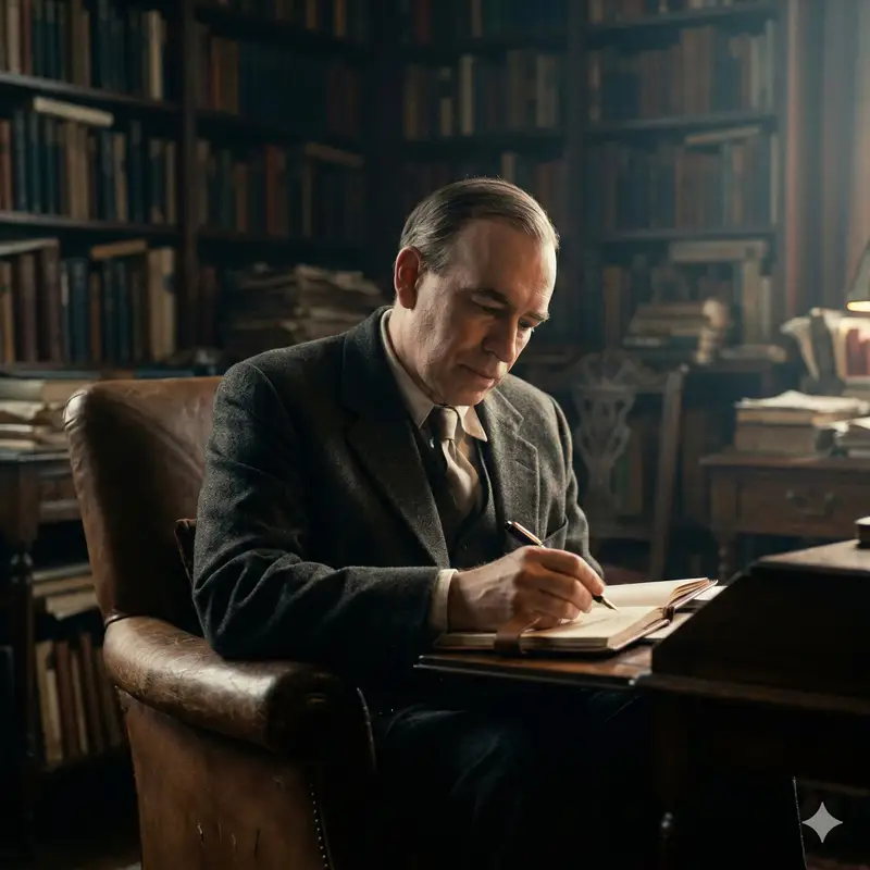 Preview of Cinematic Image of Keynes Writing
