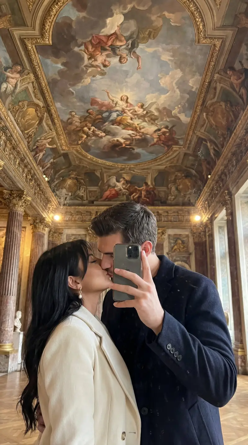 Preview of Ultra Photoreal Museum Mirror Kiss Selfie with Identity Lock