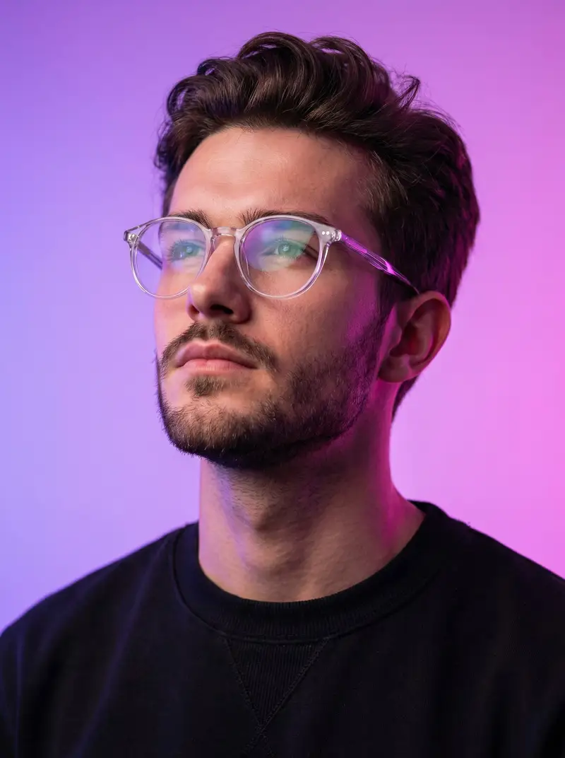 Preview of Cyber-modern portrait with neon lighting